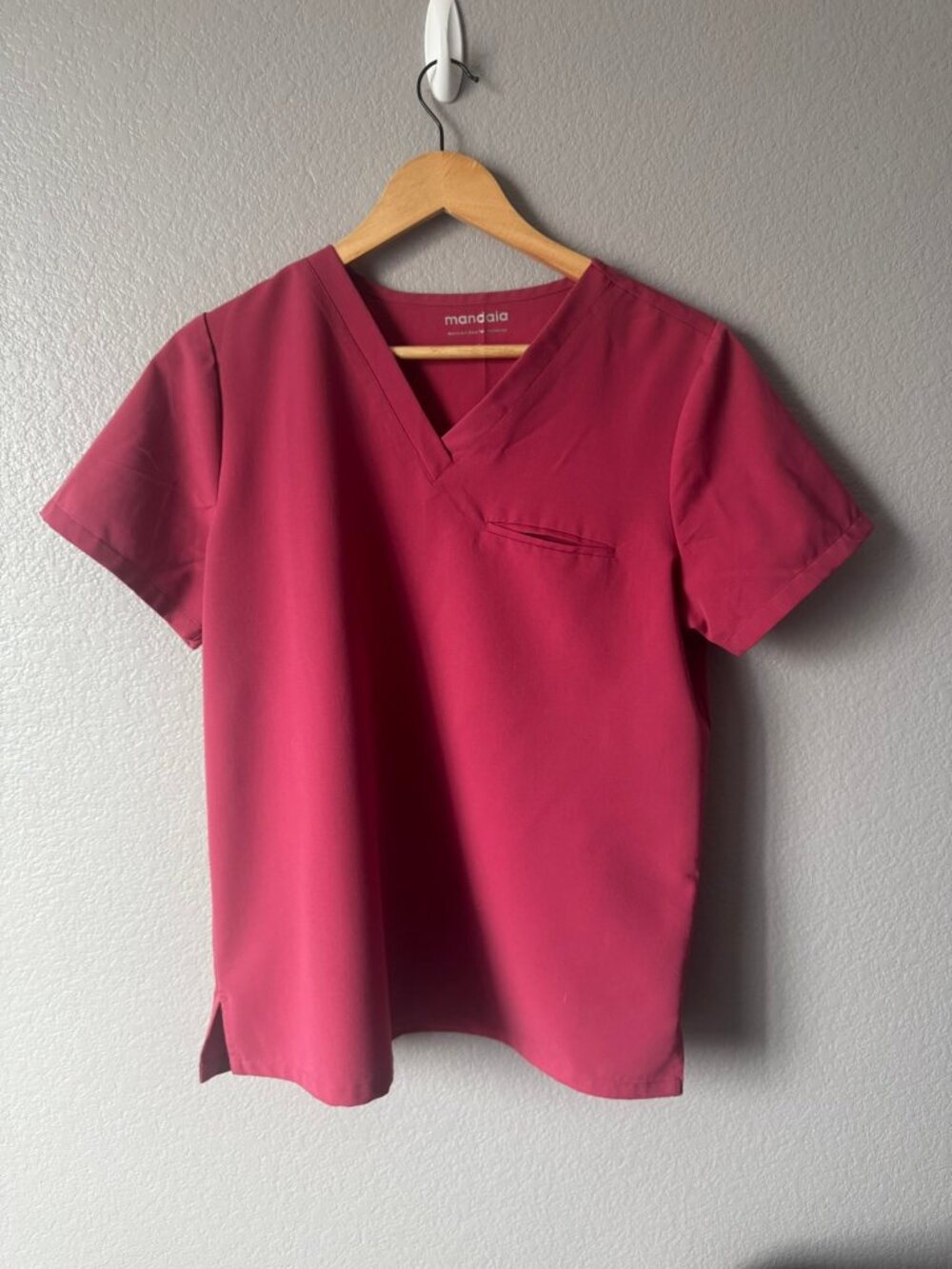 Mandala Deep Rose Scrub Set - One-Pocket Top & Straight Leg Pants - Medium